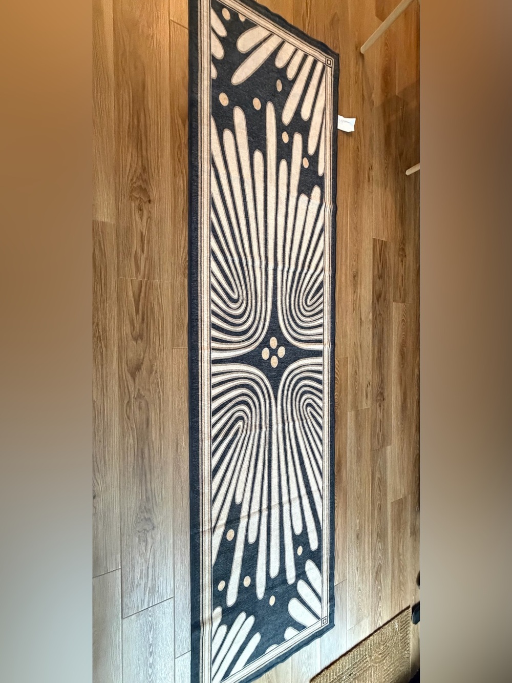 Modern Black and Cream Runner Door Mat - Contemporary Entry Accent